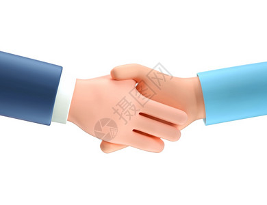 插图3D商业握手卡通人的例子孤立在白背景上成功协议交易概念合同伙伴关系等成功的协议交易概念合同伙伴关系投资商人图片