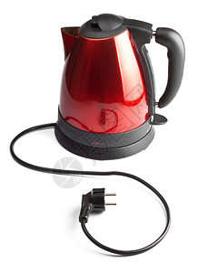 塑料白色上隔绝的红和黑电气茶水壶国内的现代图片