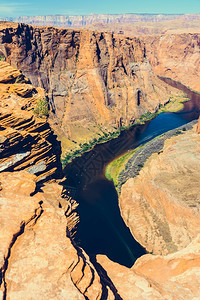 鞋橙美国亚利桑那州格伦峡谷科罗拉多河上的马蹄木本德风景优美图片