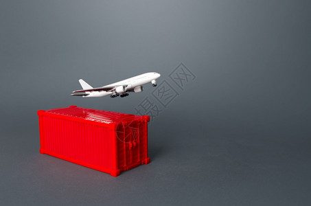 红船集装箱货机快递和飞运输服务世界贸易和物流商业产品进出口空运航公司表示供应背景图片
