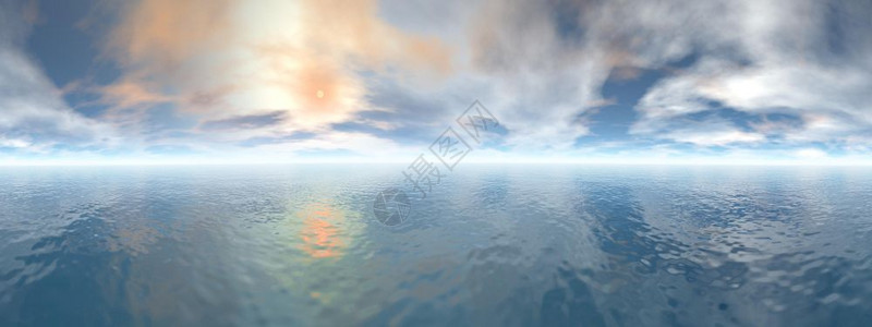 海洋日落的美丽景色360度影响海洋地平线晚上天气晴图片
