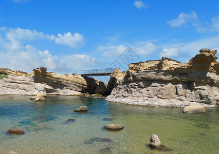 海洋新北Yehliu地公园自然景观岛万里背景图片