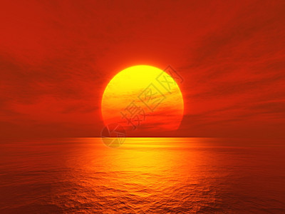 海上巨大的落日图片