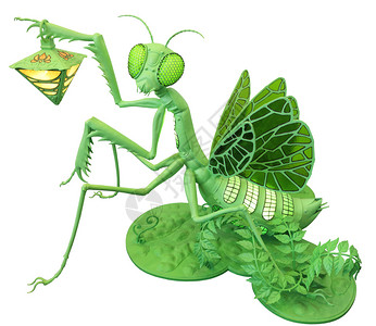 物种生一白色背景孤立的灯泡玩具雌蚂蚁坐在绿草坪上持有黄灯Toy白背景隔离的雌鹿关闭图片