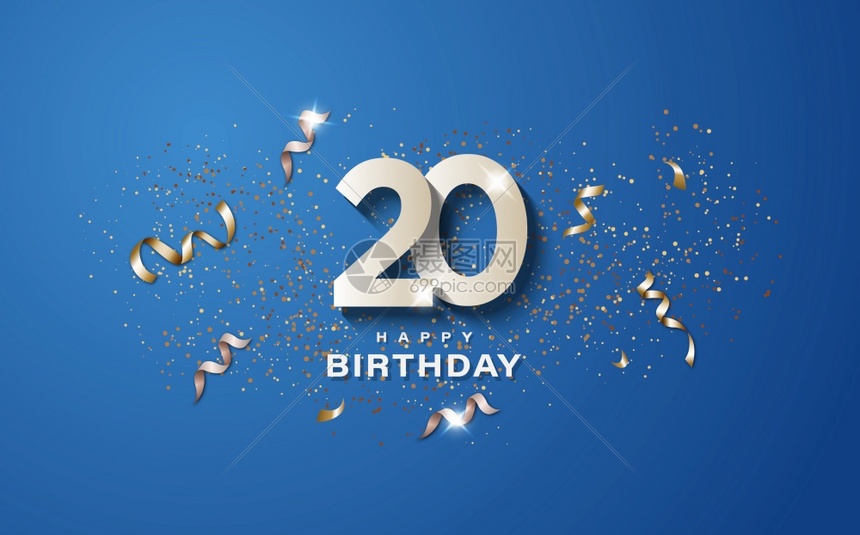 形象的岁生日蓝底有白数字生日快乐标语概念活动装饰插图的股票庆祝快乐图片素材 正版创意图片 摄图网