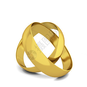 两个结婚戒指3D插图孤立在白色背景上新娘的金图片