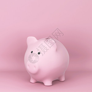 花生小猪银行为在粉红背景上存钱3D插图帐户基金债务图片