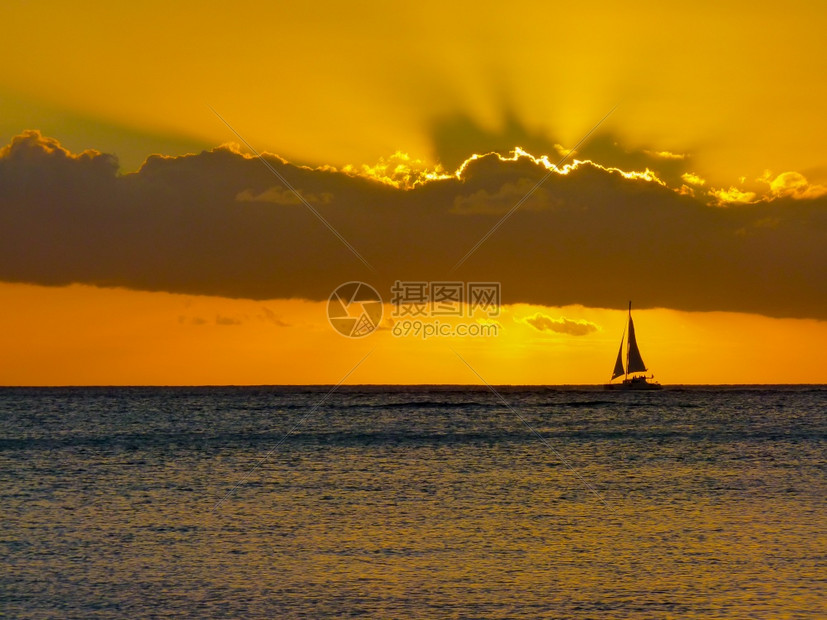 禅拜厄毛里求斯岛GrandBaie印度洋的日落放松图片