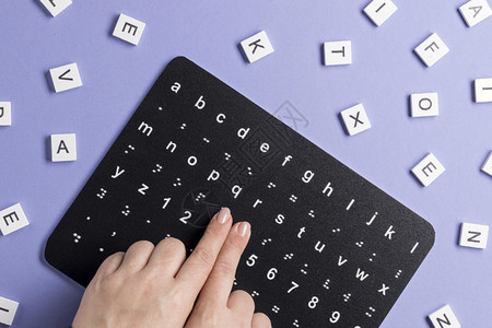 触摸盲文字母表的手指木板效用代码图片