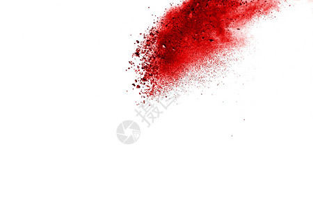 白背景涂料Holi红粉爆炸有毒的绽放洒红节图片