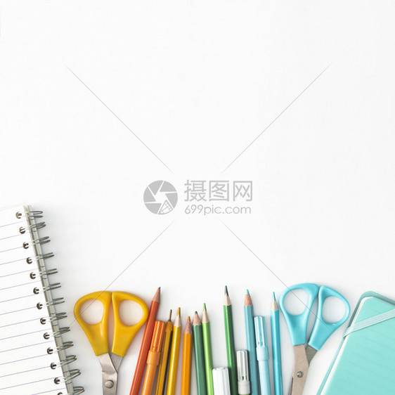 丰富多彩的学校文具用品图片