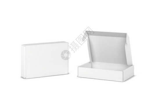 薄饼包装盒模型3d插图白色背景上孤立的空白袋身份产品购物图片