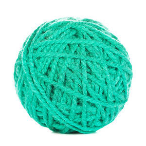 绿线球在白色背景上孤立的绿线球GreenYarnBall纺织品细绳纱图片