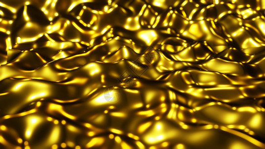 动画片抽象的金色液体波背景动画3d翻譯干净的反射图片