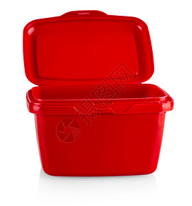 包空白的色背景上塑料红色盒图片