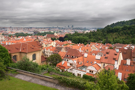 颜色正方形水平的布拉格红屋顶背景图片
