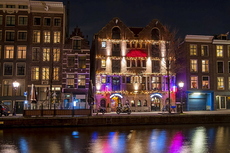 荷兰语经过中心阿姆斯特丹红灯区晚上到荷兰图片