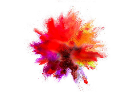 绽放飞溅色彩多的灰尘爆炸印度欢乐节Holi全印度节日有色图片