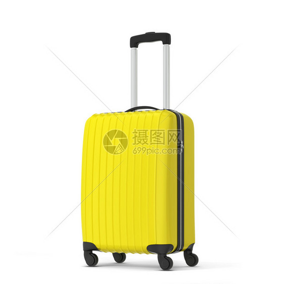 运输聚碳酸酯预订以白色背景隔离的塑料旅行手提箱3d插图图片