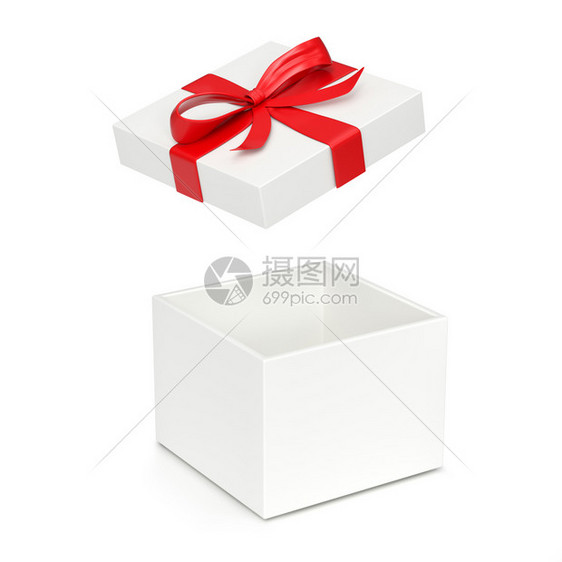在白色背景上孤立的礼品盒3d插图派对空的假期图片