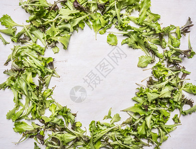 框架一顿饭自然Lollorossolettuce新鲜的生菜在木制锈背景的板框上图片