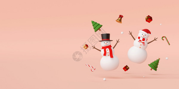 冬天派对信圣诞快乐新年雪人圣诞装饰3D图片
