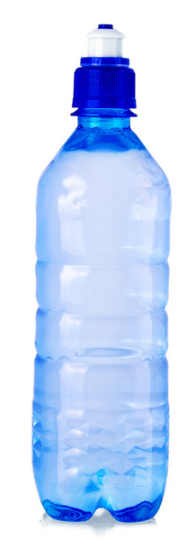 苏打白色背景上孤立的蓝水瓶清除新鲜的图片