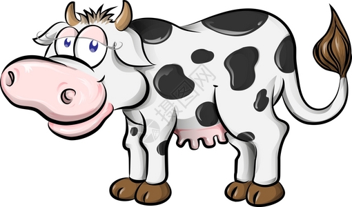 喇叭卡通牛的矢量插图农场公牛图片