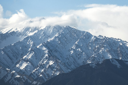 蓝天下的雪山风光图片