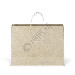 牛皮纸顾客象征白色背景上孤立的空白购物袋模型3d插图图片