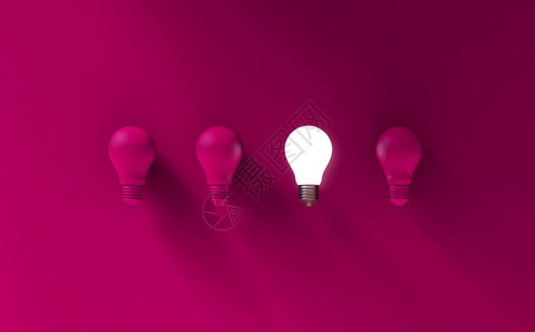 插图明亮的老板粉红背景思想概念3D灯泡说明图片