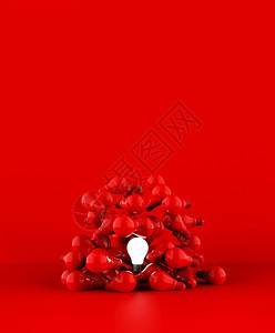 成功插图红色的背景Idea概念3D灯泡说明图片