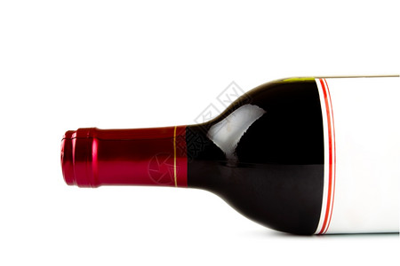 开胃酒装上一瓶红葡萄酒白色背景标记铺设图片