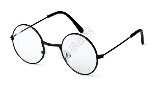 老的黑框中圆环眼镜孤立在白色背景上孤立在白色背景上的圆眼镜优质目图片