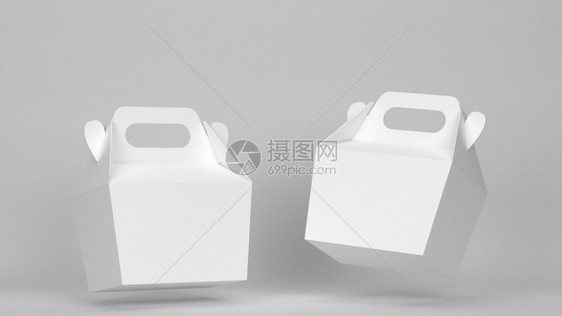 盒子灰色背景的空白食品盒模型3d插图白色的筷子图片