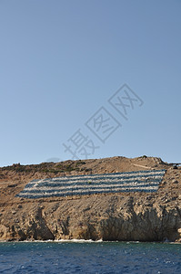 象征场景土耳其入侵后在希腊群岛防御领土上的悬挂图片