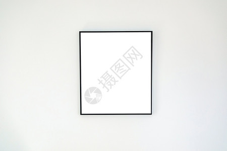 木头白色背景隔离的现代墙壁简单黑色薄木画框架边商业广告图片