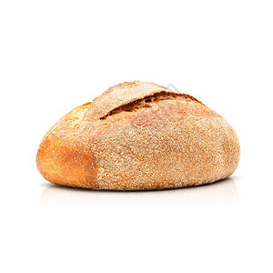 蛋糕圆形烤面包与麸皮隔离在白色背景顶部视图圆形烤面包与麸皮健康红润图片