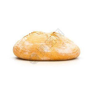 酥脆红润的在白色背景上隔离的圆形烤谷物面包顶部视图圆形谷物面包图片