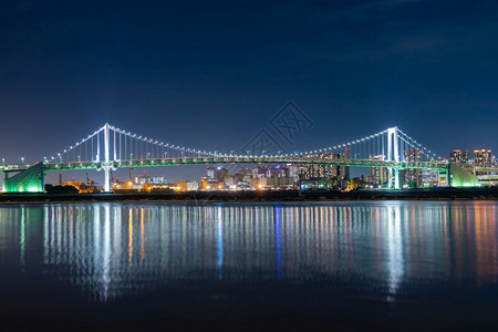 天空夜晚日本黄昏的城市风景中的Odaiba桥日本人图片