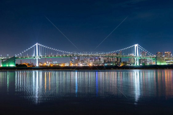 天空夜晚日本黄昏的城市风景中的Odaiba桥日本人图片