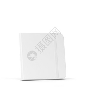 工艺橡胶软垫白色背景上隔离的带弹闭合制模版3d插图空白笔记本图片
