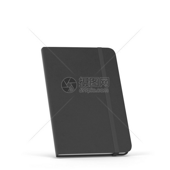 软垫教科书工作簿白色背景上隔离的带弹闭合制模版3d插图空白笔记本图片