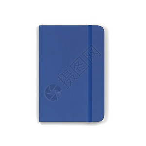 蓝色的白背景上隔离的带弹闭合制模版3d插图空白笔记本床单个人的图片