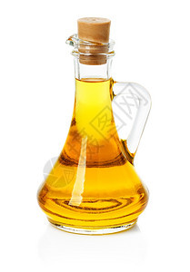 白色背景上孤立的含橄榄或向日葵油的罐子脱盐器有机的明亮目图片