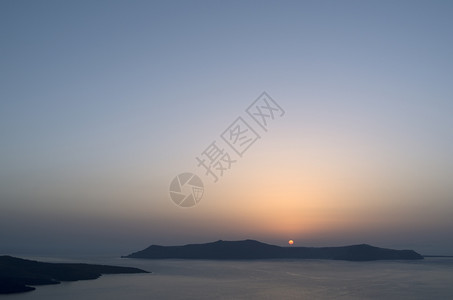 旅行户外希腊圣托里尼岛Thira日落阴影背景