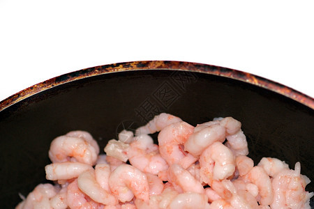 油炸亚洲人可口用煎锅做成的小虾图片