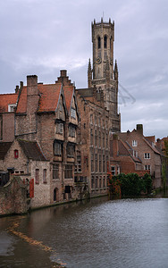 观光法兰德斯地标比利时布鲁日河沿岸历史建筑Bruges河图片