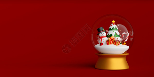 喜庆的销售雪人圣诞礼物和树地球3D插图海报图片