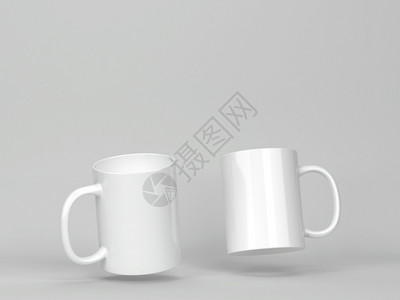 灰色背景的空白陶瓷杯模型3d插图传统的小样马克杯图片
